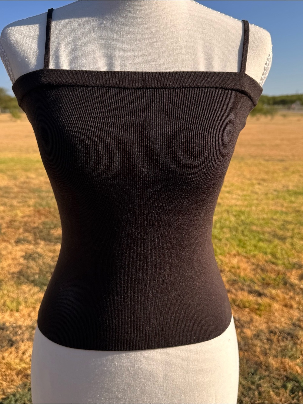 BEBE silk/spandex cami; rich brown; Medium